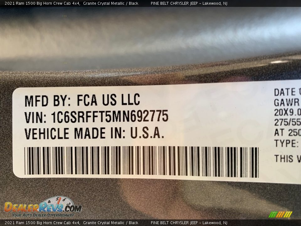 2021 Ram 1500 Big Horn Crew Cab 4x4 Granite Crystal Metallic / Black Photo #14