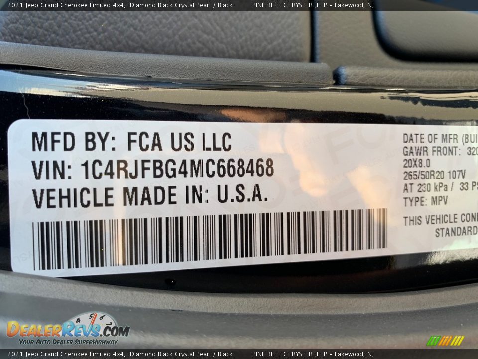 2021 Jeep Grand Cherokee Limited 4x4 Diamond Black Crystal Pearl / Black Photo #14