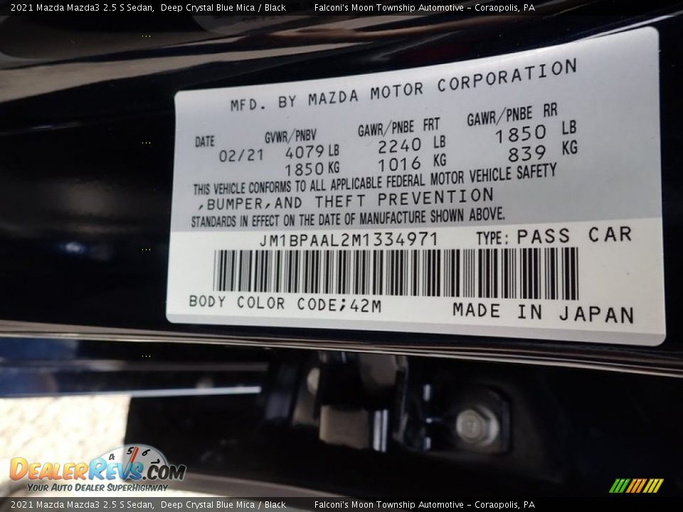 2021 Mazda Mazda3 2.5 S Sedan Deep Crystal Blue Mica / Black Photo #11