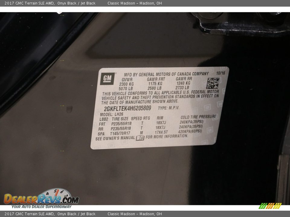 2017 GMC Terrain SLE AWD Onyx Black / Jet Black Photo #19