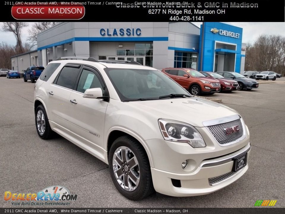 2011 GMC Acadia Denali AWD White Diamond Tintcoat / Cashmere Photo #1