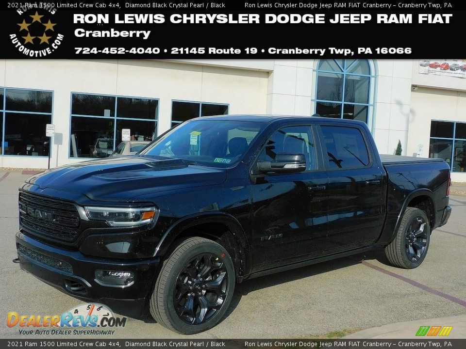 2021 Ram 1500 Limited Crew Cab 4x4 Diamond Black Crystal Pearl / Black Photo #1