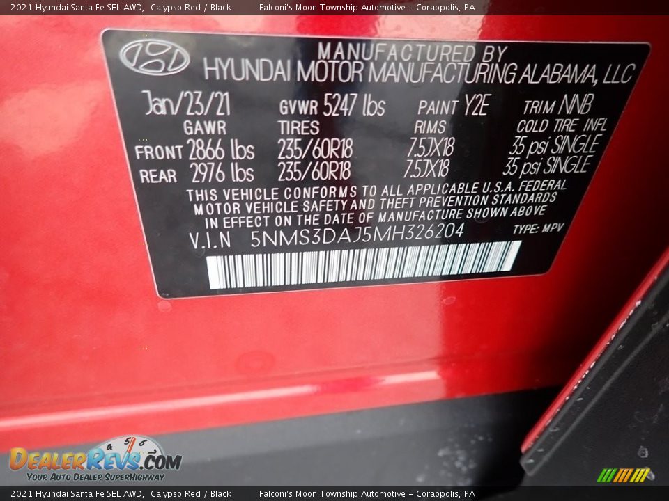 2021 Hyundai Santa Fe SEL AWD Calypso Red / Black Photo #12