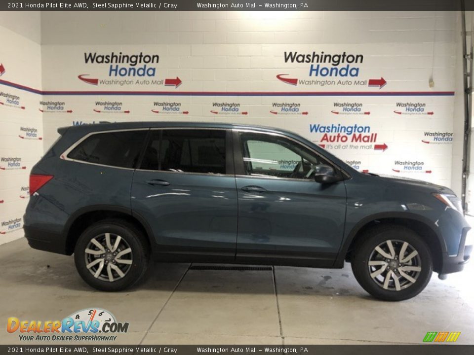 2021 Honda Pilot Elite AWD Steel Sapphire Metallic / Gray Photo #1