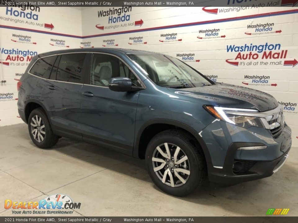 2021 Honda Pilot Elite AWD Steel Sapphire Metallic / Gray Photo #2