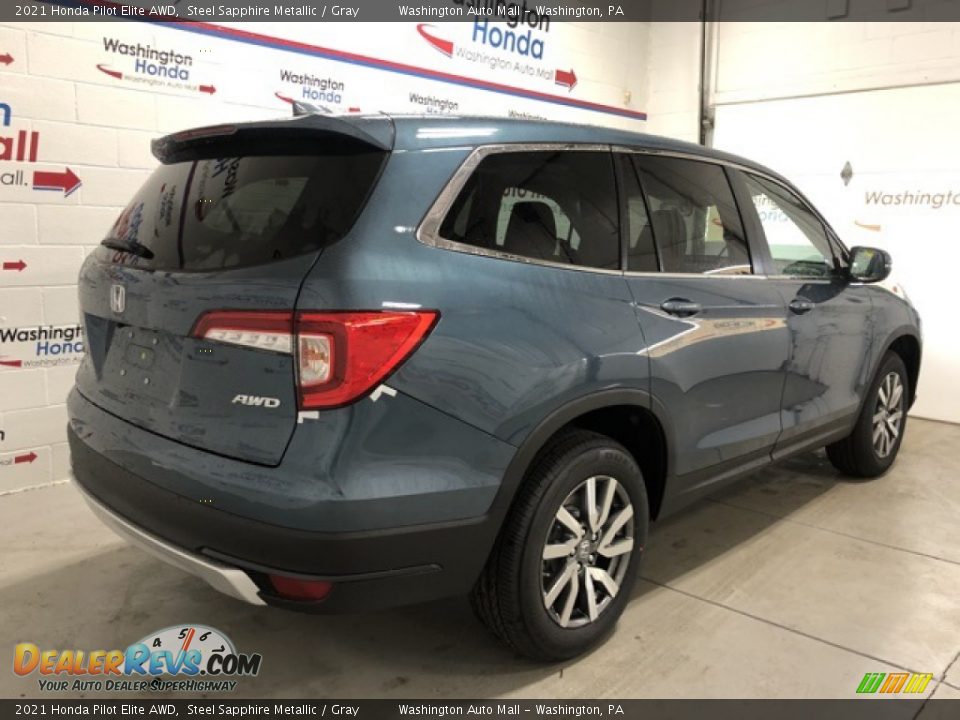 2021 Honda Pilot Elite AWD Steel Sapphire Metallic / Gray Photo #3