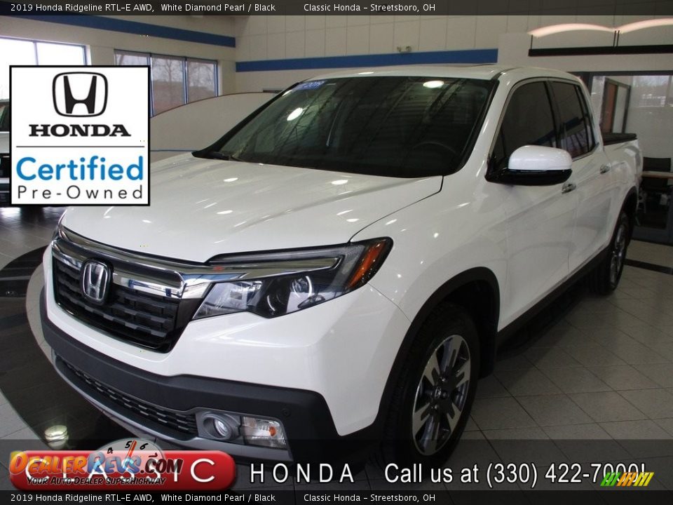 2019 Honda Ridgeline RTL-E AWD White Diamond Pearl / Black Photo #1