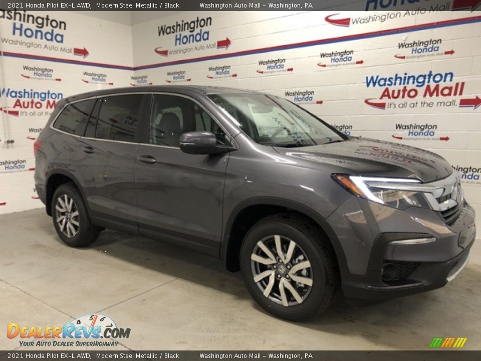 2021 Honda Pilot EX-L AWD Modern Steel Metallic / Black Photo #2