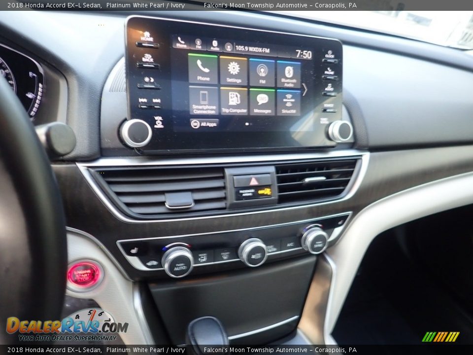 2018 Honda Accord EX-L Sedan Platinum White Pearl / Ivory Photo #22