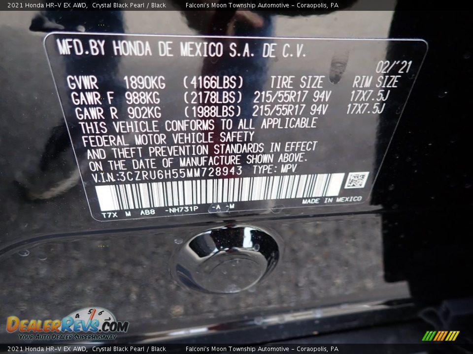 2021 Honda HR-V EX AWD Crystal Black Pearl / Black Photo #12