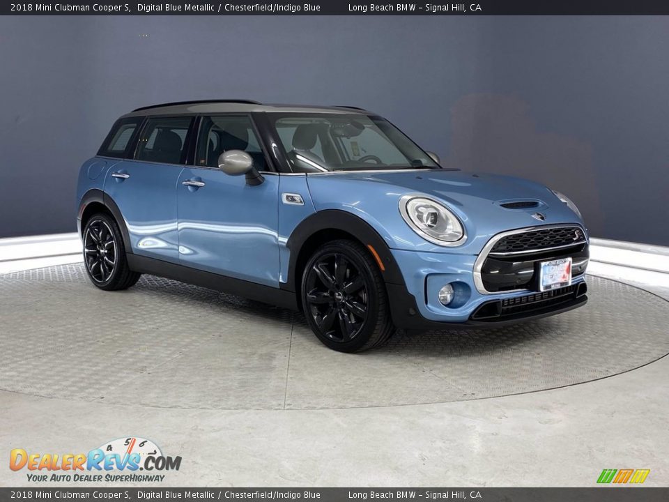 2018 Mini Clubman Cooper S Digital Blue Metallic / Chesterfield/Indigo Blue Photo #1