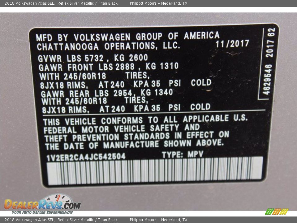 2018 Volkswagen Atlas SEL Reflex Silver Metallic / Titan Black Photo #31