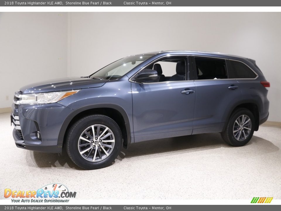 2018 Toyota Highlander XLE AWD Shoreline Blue Pearl / Black Photo #3