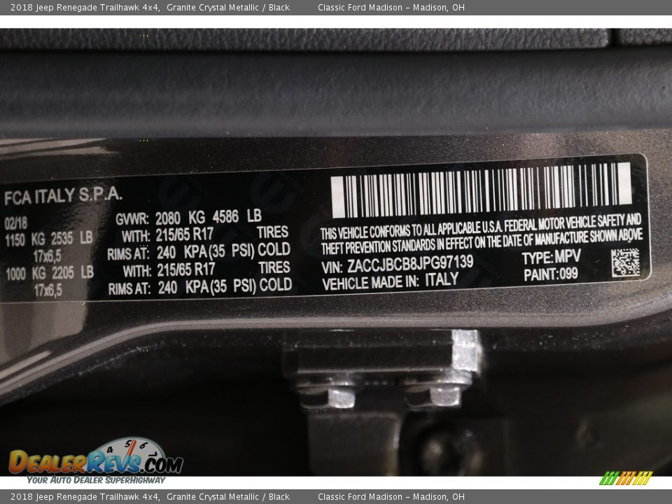2018 Jeep Renegade Trailhawk 4x4 Granite Crystal Metallic / Black Photo #24