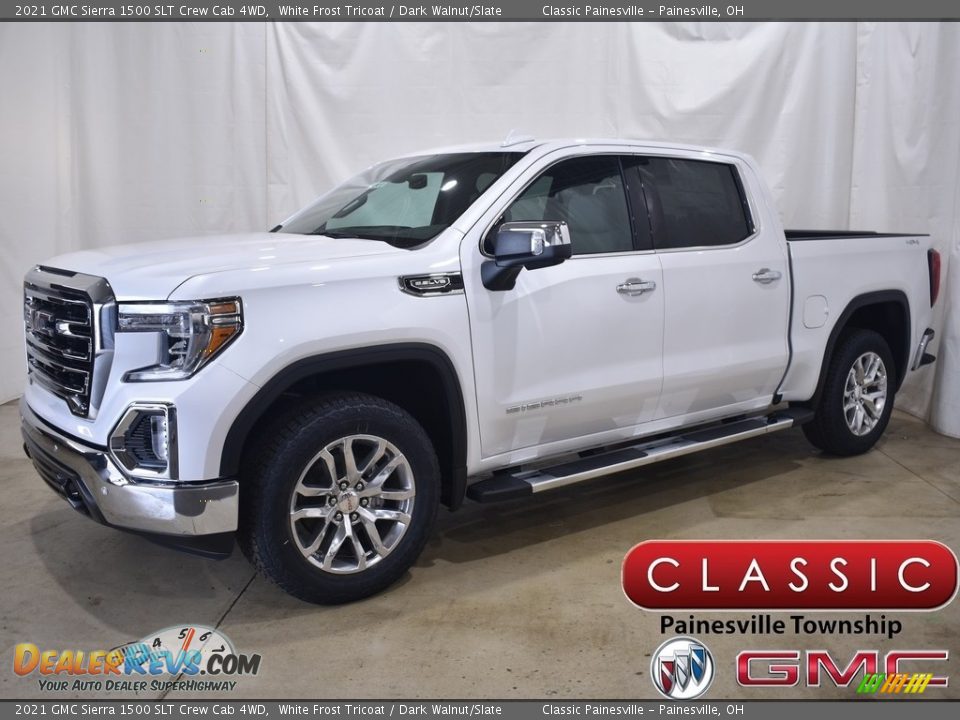 2021 GMC Sierra 1500 SLT Crew Cab 4WD White Frost Tricoat / Dark Walnut/Slate Photo #1