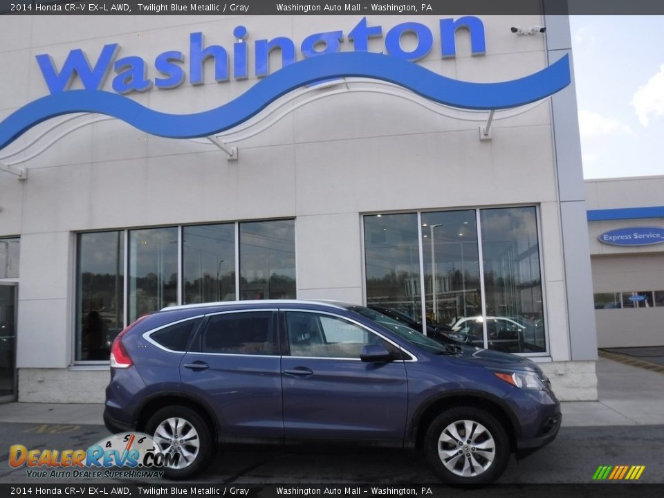 2014 Honda CR-V EX-L AWD Twilight Blue Metallic / Gray Photo #2