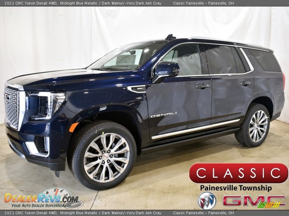 2021 GMC Yukon Denali 4WD Midnight Blue Metallic / Dark Walnut/­Very Dark Ash Gray Photo #1