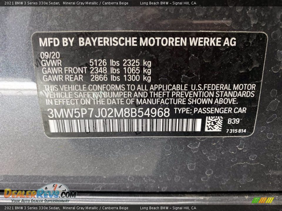 2021 BMW 3 Series 330e Sedan Mineral Gray Metallic / Canberra Beige Photo #26