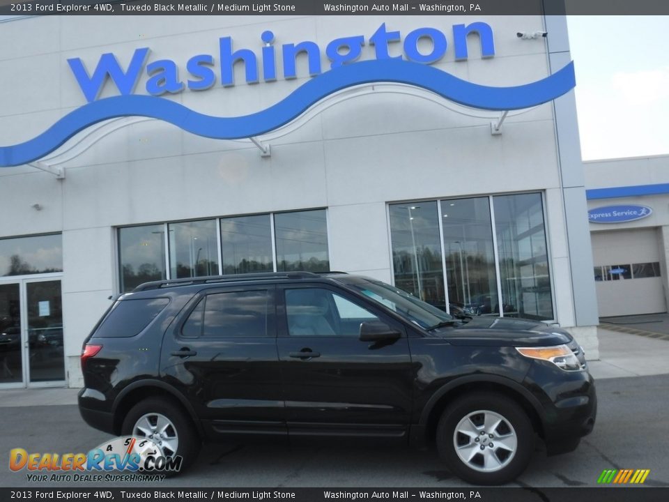 2013 Ford Explorer 4WD Tuxedo Black Metallic / Medium Light Stone Photo #2