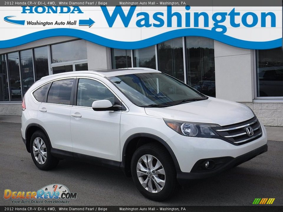 2012 Honda CR-V EX-L 4WD White Diamond Pearl / Beige Photo #1