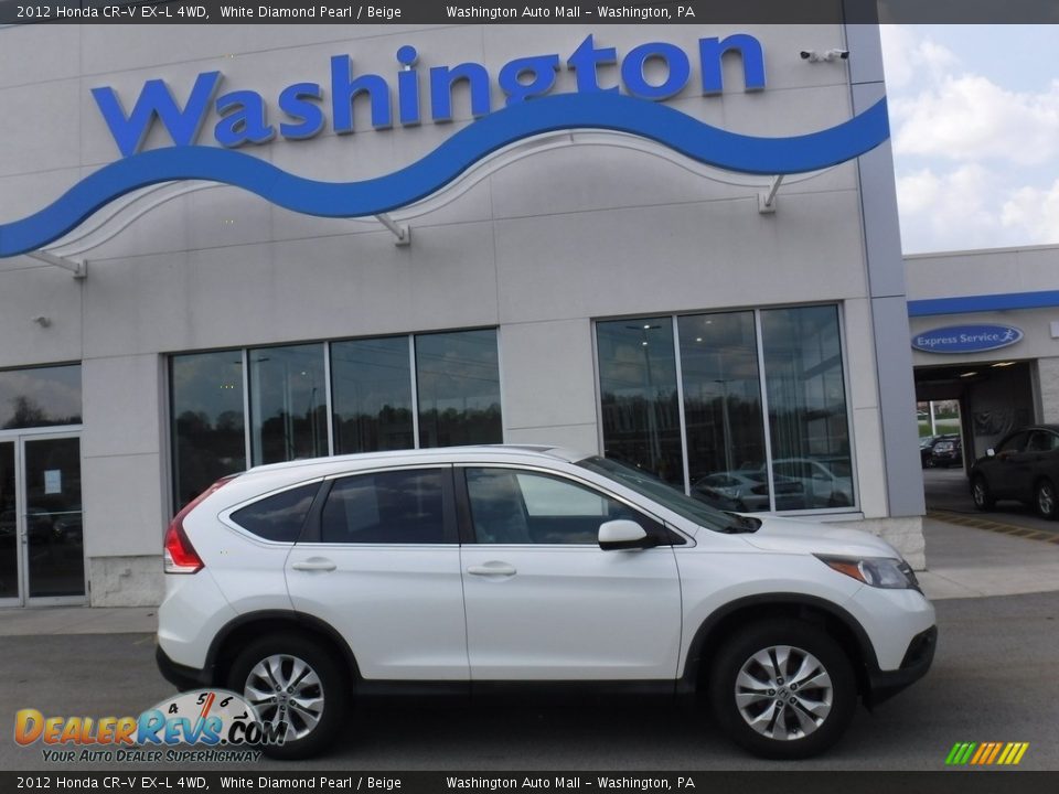 2012 Honda CR-V EX-L 4WD White Diamond Pearl / Beige Photo #2