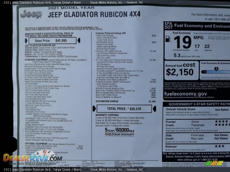 2021 Jeep Gladiator Rubicon 4x4 Sarge Green / Black Photo #30