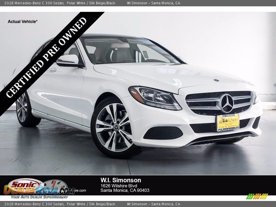 2018 Mercedes-Benz C 300 Sedan Polar White / Silk Beige/Black Photo #1
