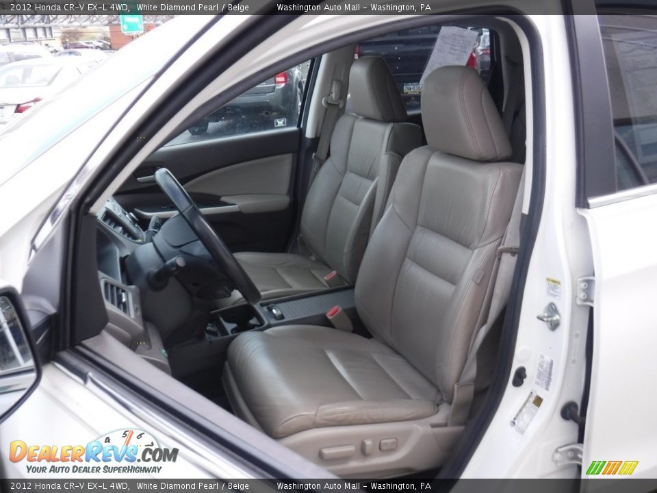 2012 Honda CR-V EX-L 4WD White Diamond Pearl / Beige Photo #14