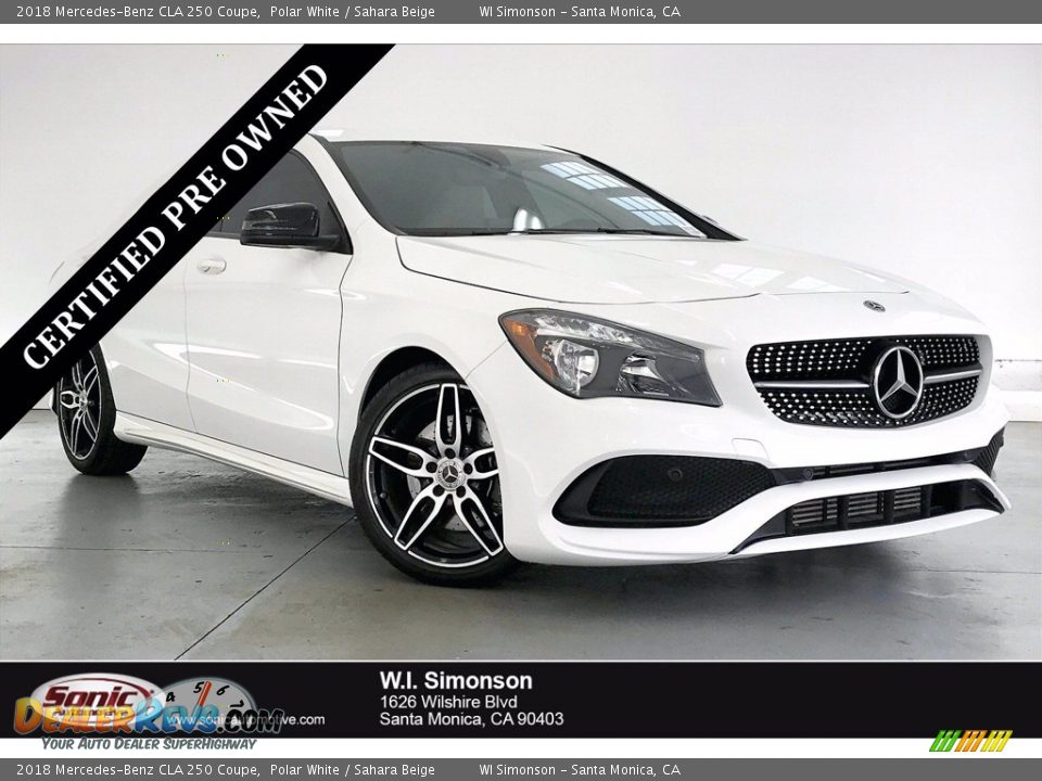 2018 Mercedes-Benz CLA 250 Coupe Polar White / Sahara Beige Photo #1