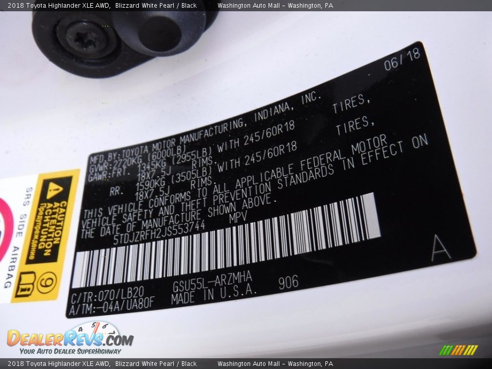 2018 Toyota Highlander XLE AWD Blizzard White Pearl / Black Photo #32