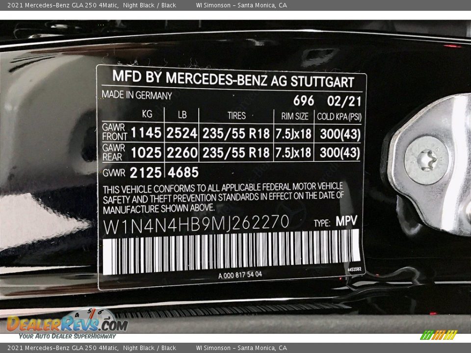 2021 Mercedes-Benz GLA 250 4Matic Night Black / Black Photo #11