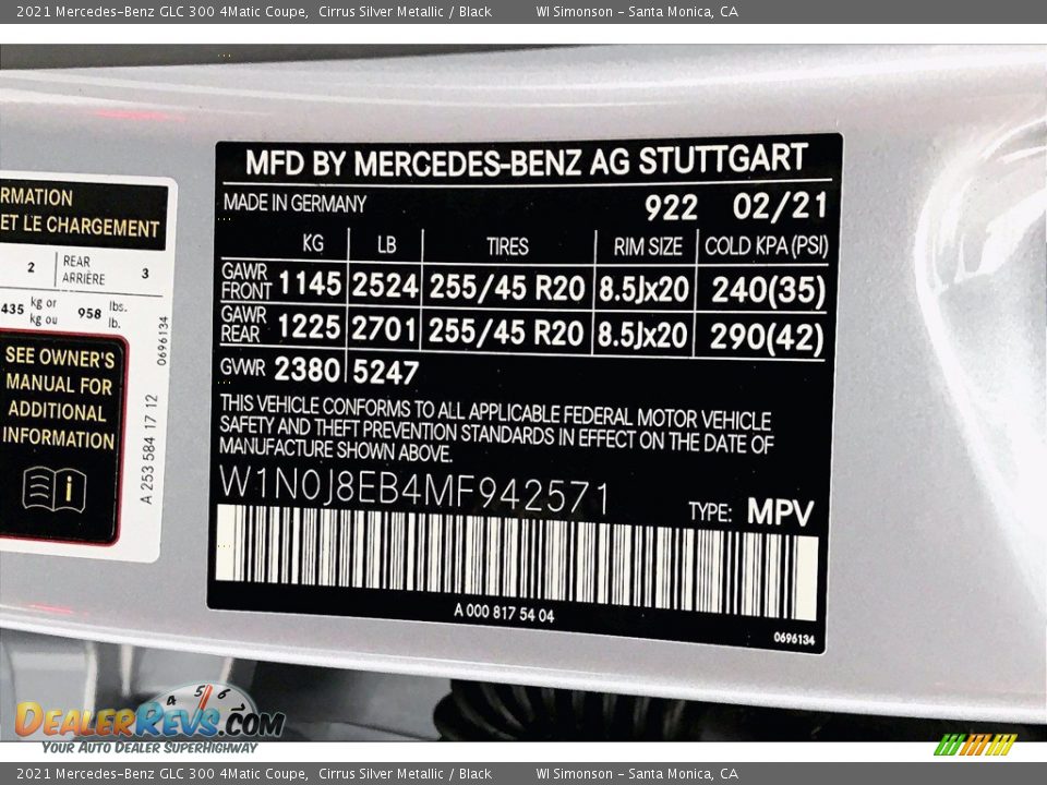 2021 Mercedes-Benz GLC 300 4Matic Coupe Cirrus Silver Metallic / Black Photo #11
