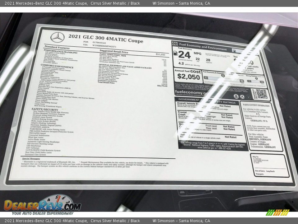 2021 Mercedes-Benz GLC 300 4Matic Coupe Window Sticker Photo #13
