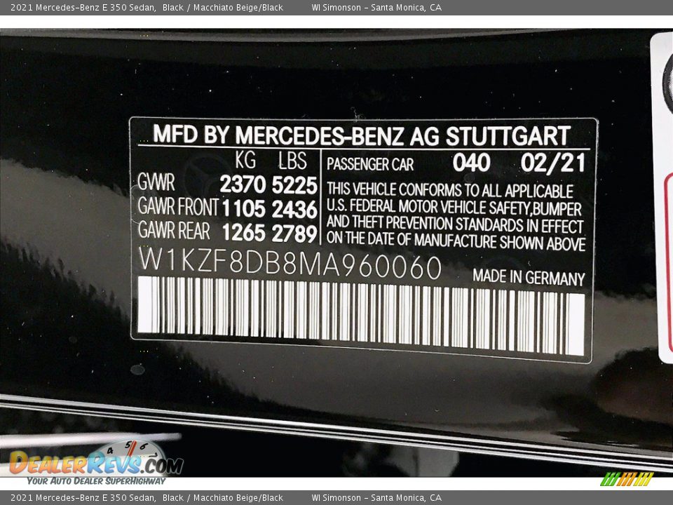 2021 Mercedes-Benz E 350 Sedan Black / Macchiato Beige/Black Photo #11
