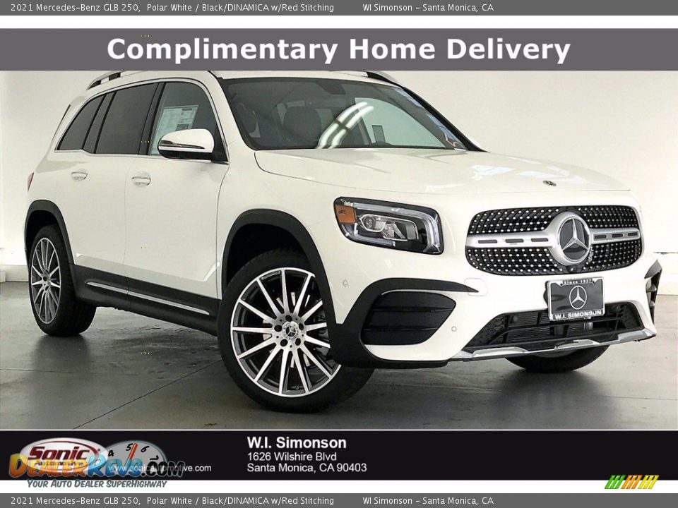 2021 Mercedes-Benz GLB 250 Polar White / Black/DINAMICA w/Red Stitching Photo #1