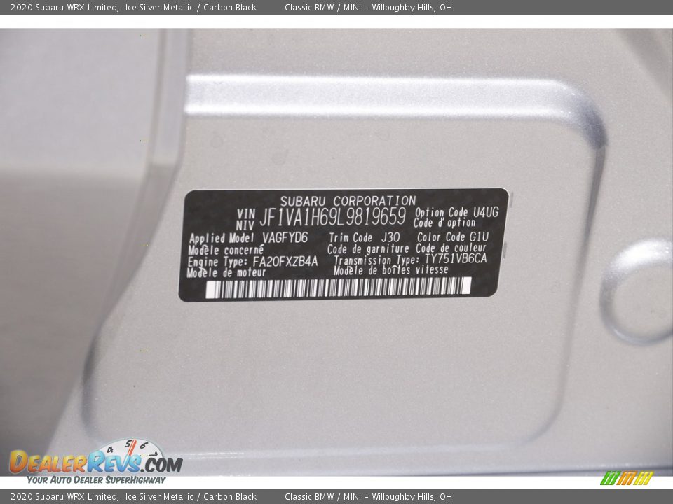 2020 Subaru WRX Limited Ice Silver Metallic / Carbon Black Photo #26