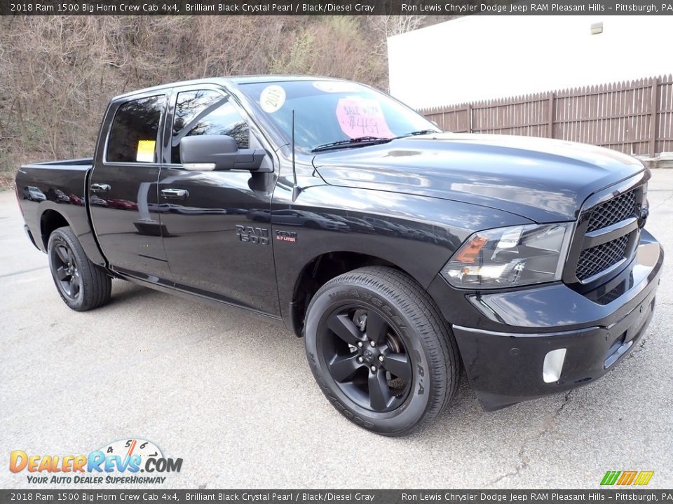 2018 Ram 1500 Big Horn Crew Cab 4x4 Brilliant Black Crystal Pearl / Black/Diesel Gray Photo #7