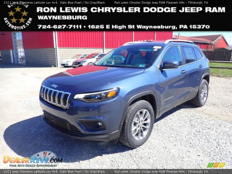 2021 Jeep Cherokee Latitude Lux 4x4 Slate Blue Pearl / Ski Gray/Black Photo #1