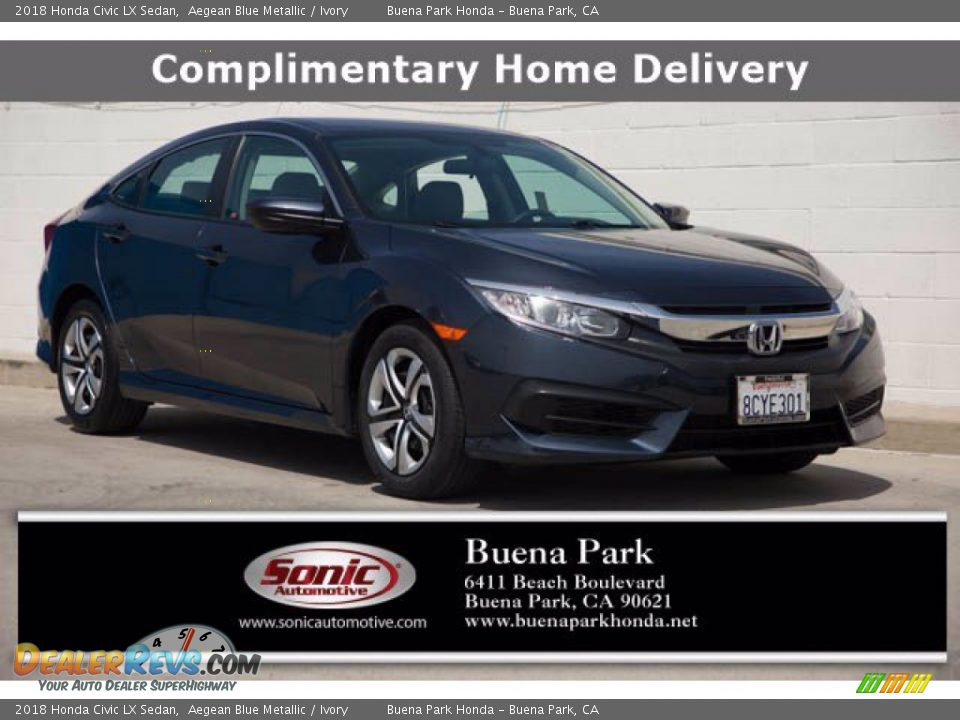 2018 Honda Civic LX Sedan Aegean Blue Metallic / Ivory Photo #1