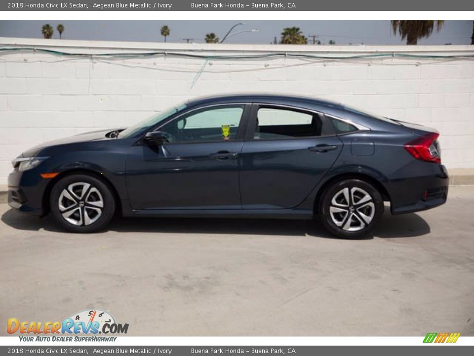 2018 Honda Civic LX Sedan Aegean Blue Metallic / Ivory Photo #10
