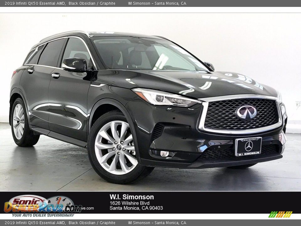 2019 Infiniti QX50 Essential AWD Black Obsidian / Graphite Photo #1