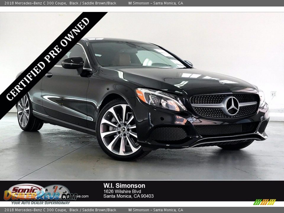 2018 Mercedes-Benz C 300 Coupe Black / Saddle Brown/Black Photo #1