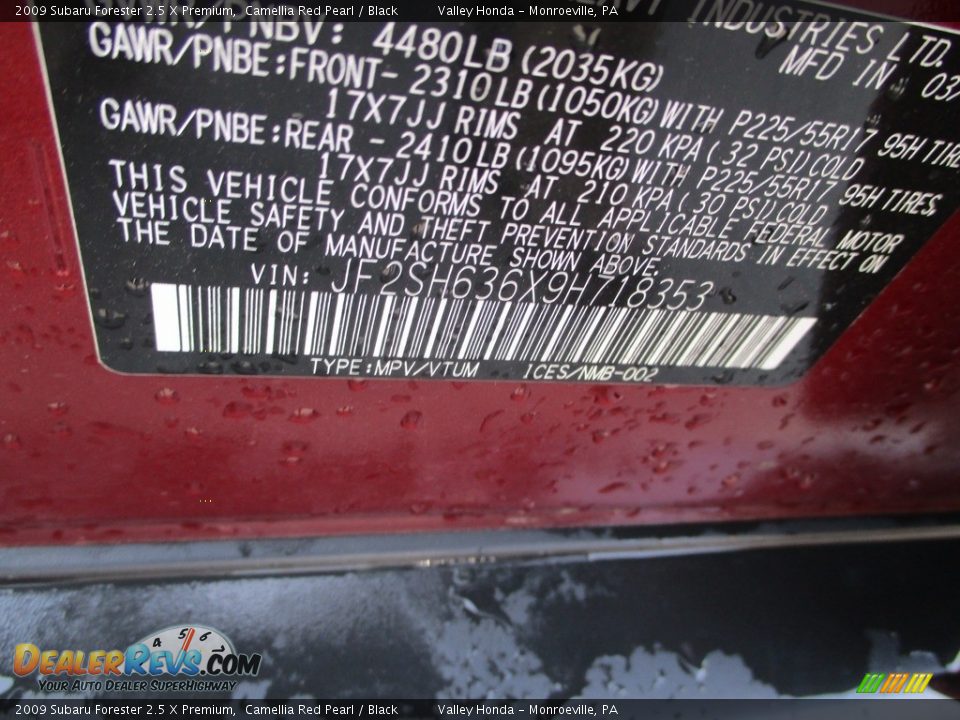 2009 Subaru Forester 2.5 X Premium Camellia Red Pearl / Black Photo #19