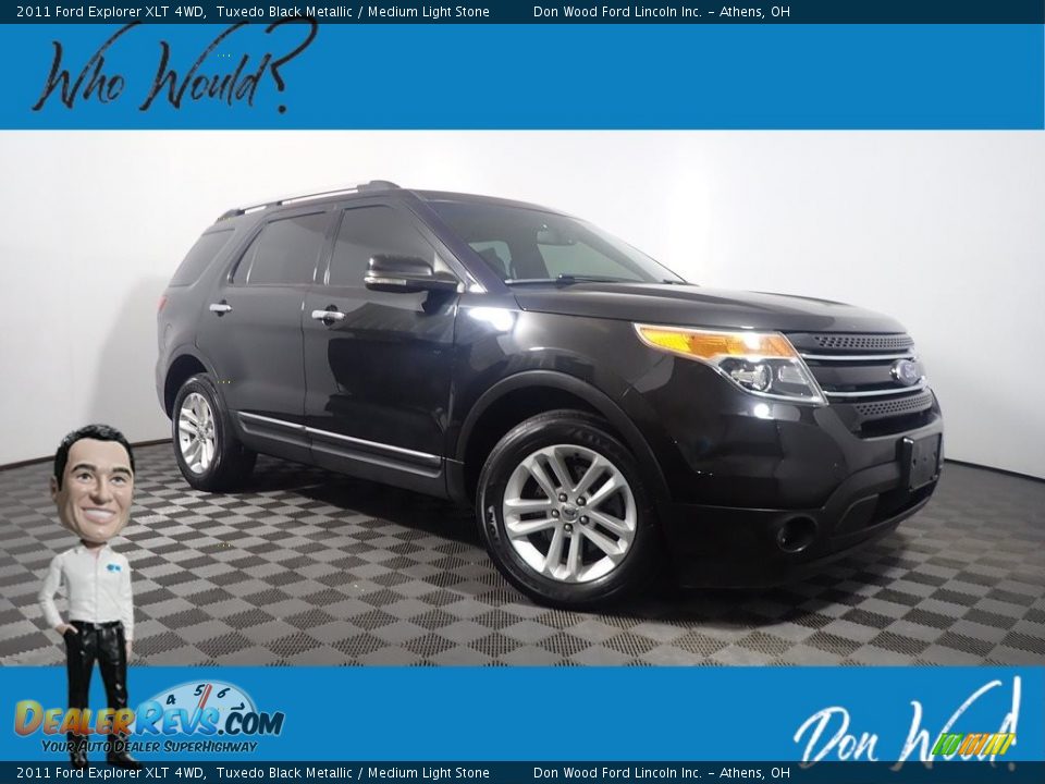 2011 Ford Explorer XLT 4WD Tuxedo Black Metallic / Medium Light Stone Photo #1
