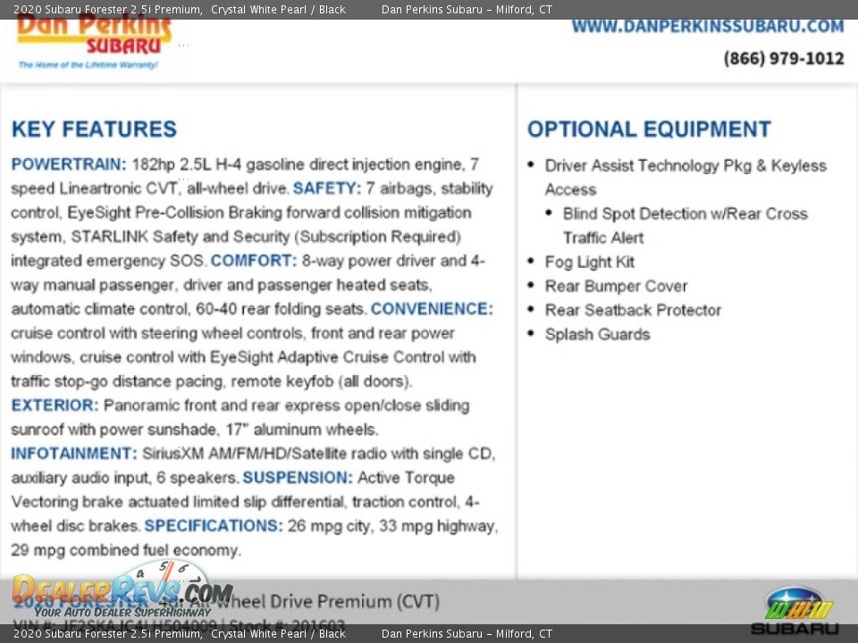 2020 Subaru Forester 2.5i Premium Crystal White Pearl / Black Photo #16