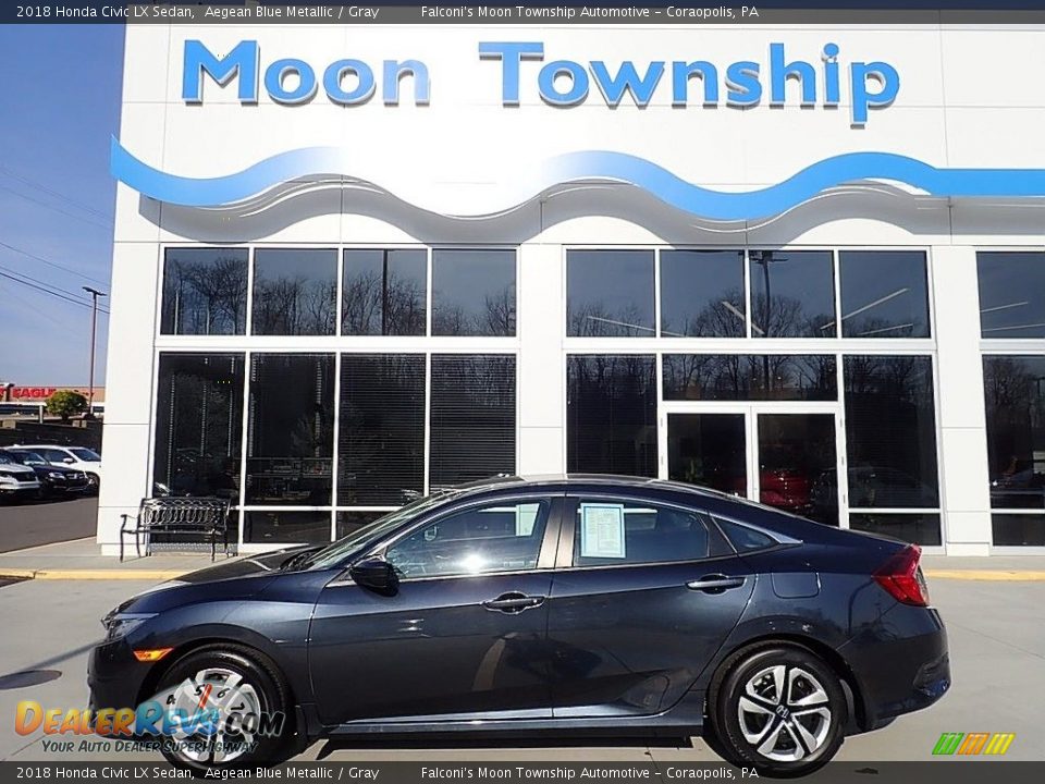 2018 Honda Civic LX Sedan Aegean Blue Metallic / Gray Photo #1