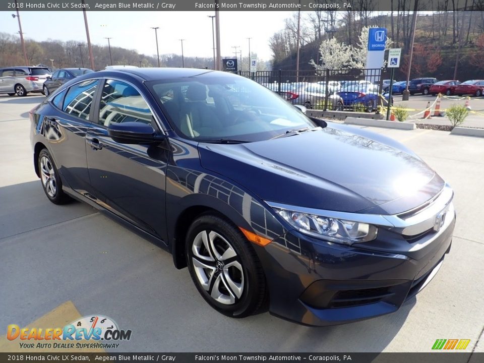 2018 Honda Civic LX Sedan Aegean Blue Metallic / Gray Photo #6