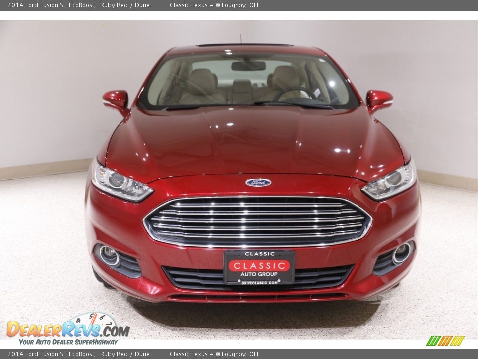 2014 Ford Fusion SE EcoBoost Ruby Red / Dune Photo #2