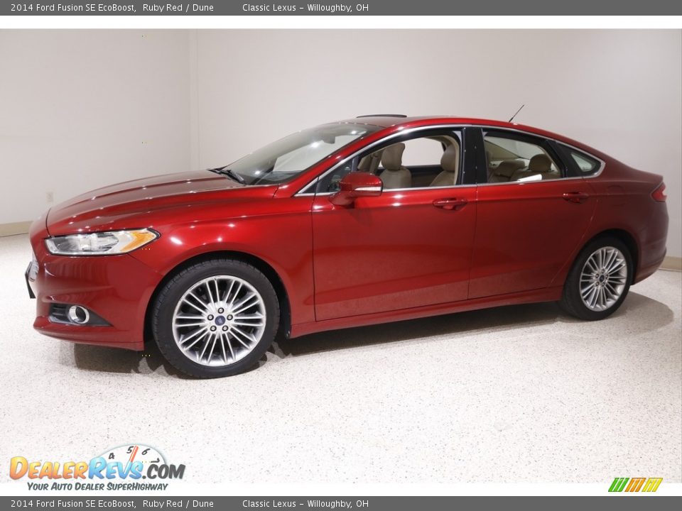 2014 Ford Fusion SE EcoBoost Ruby Red / Dune Photo #3