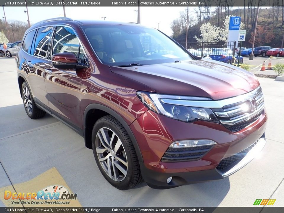 2018 Honda Pilot Elite AWD Deep Scarlet Pearl / Beige Photo #7